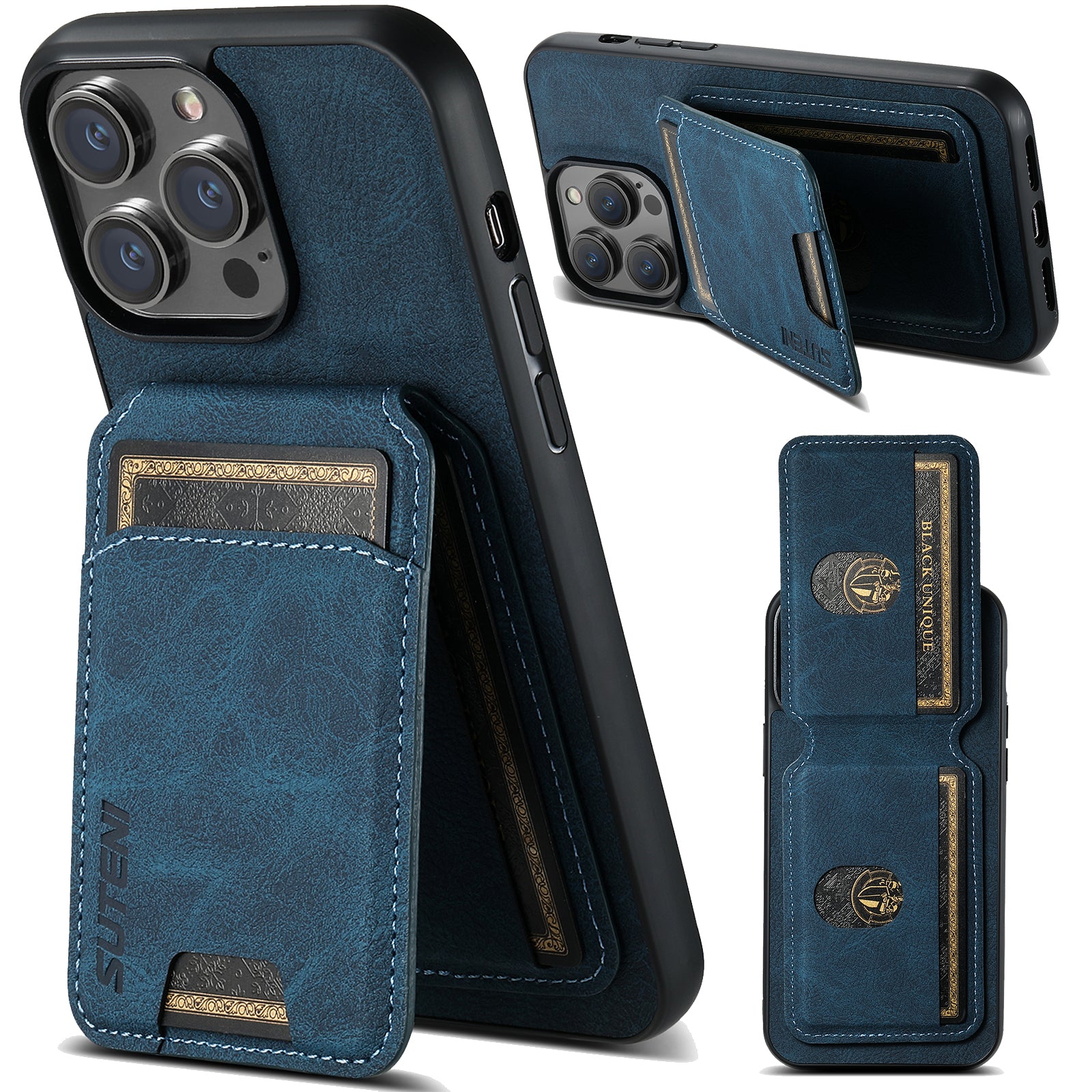 SUTENI H02 For iPhone 12 6.1 inch / 12 Pro 6.1 inch Litchi Texture Cover Vertical Flip PU Leather Case - Blue SUTENI H02 For iPhone 12 6.1 inch / 12 Pro 6.1 inch Litchi Texture Cover Vertical Flip PU Leather Case - Blue